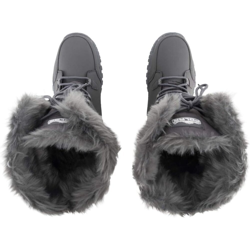 〽️Women's Gray Polar Quilted Winter Duck Boots Faux Fur Cuff Outdoor Rain Boots - Picture 6 of 9